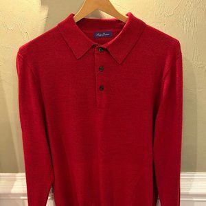 Alan Flusser M Lightweight  Knit Red Sweater Shirt w/ 3 Buttons
